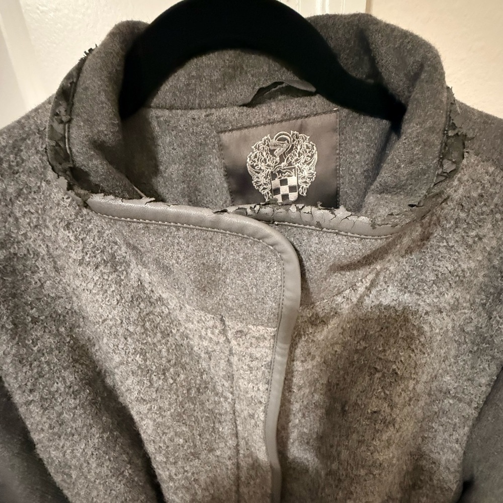 DONATED NOT AVAILABLE: Vince Camuto Faux Leather Trimmed Belted Wool Coat - Picture 5 of 6